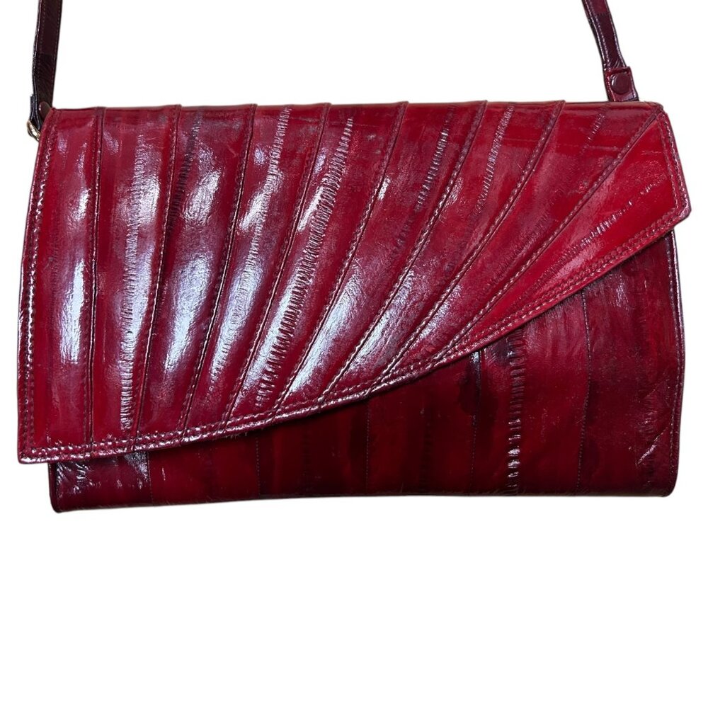 Vintage Genuine Red Eel Skin Leather Purse
